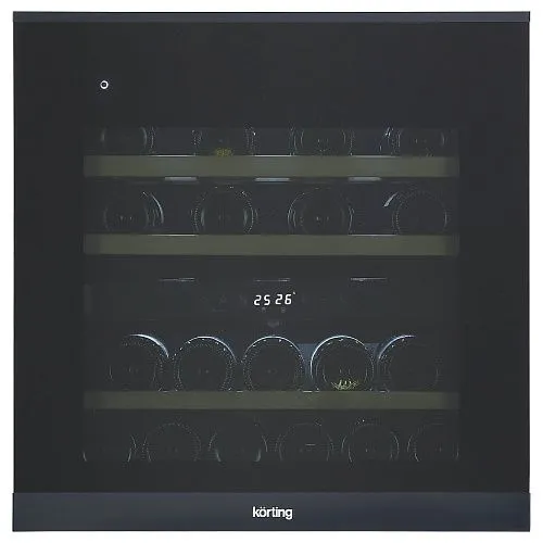 Винный шкаф встраиваемый KORTING KFW 604 DB GXN, 30 бутылок, черный+черная нерж.сталь фото в интернет-магазине «Mebelex»