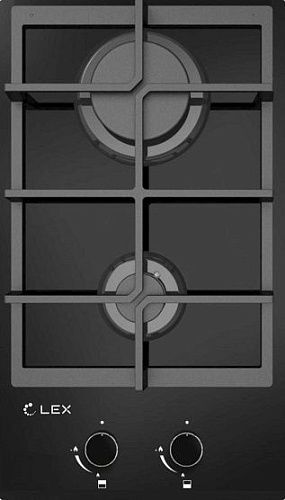 Газовая панель LEX GVG 321 BL (черное стекло, домино, чугунные решетки) фото в интернет-магазине «Mebelex»