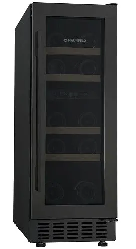 Винный шкаф Отдельностоящий MAUNFELD MBWC-56D17, 17 бутылок, две температурные зоны, черный фото в интернет-магазине «Mebelex»