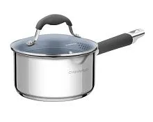 2 990 руб., Ковш MAUNFELD LAURA МSP16S08GR со стеклянной крышкой, 16 см, 1,6 л., нерж. сталь