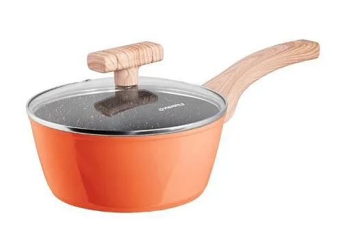 Ковш MAUNFELD MARTA MSP16FA06CL  со стеклянной крышкой, 18 см, 1,6 л., коралловый фото в интернет-магазине «Mebelex»