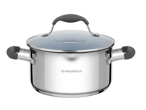 Кастрюля MAUNFELD LAURA MCS31S08GR со стеклянной крышкой, 20 см, 3,1 л., нерж. сталь фото в интернет-магазине «Mebelex»