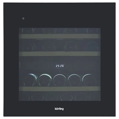 Винный шкаф встраиваемый KORTING KFW 604 DB GN, 30 бутылок, черный фото в интернет-магазине «Mebelex»