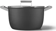 20 790 руб., Кастрюля SMEG CKFC2611BLM с двумя ручками и крышкой 26 см, черная