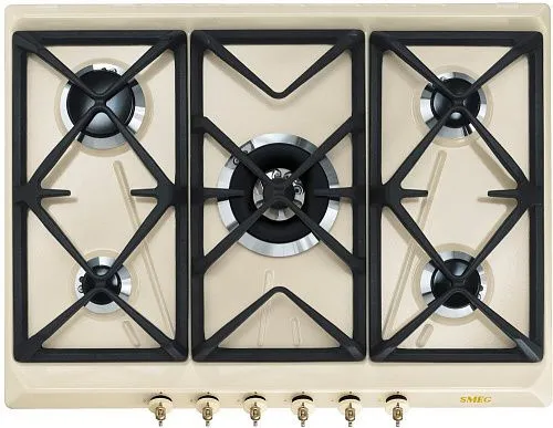 Варочная панель газовая SMEG SRV876POGH Кремовый фото в интернет-магазине «Mebelex»
