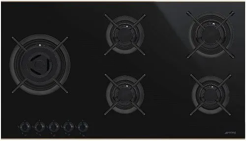 Варочная панель газовая SMEG PV695LCNR Черная стеклокерамика фото в интернет-магазине «Mebelex»