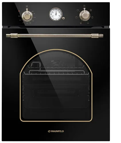 Шкаф духовой электрический MAUNFELD EOEF516RBG черный, фурнитура бронза фото в интернет-магазине «Mebelex»