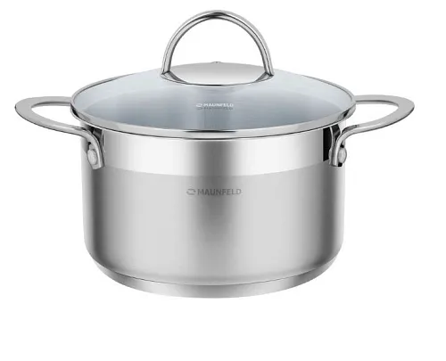 Кастрюля MAUNFELD GERDA MCS25S07 со стеклянной крышкой, 18 см, 2,5 л, нерж. сталь фото в интернет-магазине «Mebelex»