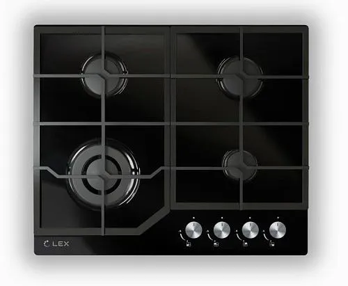 Панель варочная газовая LEX GVG 640-1 BL (черное стекло, чугунные решетки) фото в интернет-магазине «Mebelex»