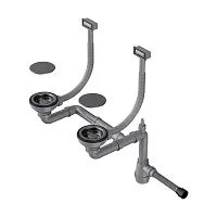 14 188 руб., WK-2C GM, Арматура для двухчашевых моек с прямоугольными переливами и декоративными элементами