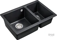 23 592 руб., Мойка кухонная кварцевая EMAR EMQ-2665.PL Морион