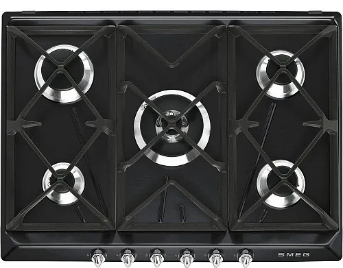 Варочная панель газовая SMEG SR975NGH Черная фото в интернет-магазине «Mebelex»
