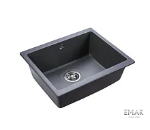 23 526 руб., Мойка кухонная кварцевая EMAR EMQ-1555.P Антрацит