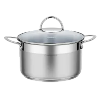 3 090 руб., Кастрюля MAUNFELD GERDA MCS44S07 из нержавеющей стали со стеклянной крышкой, 22 см, 4,4 л.