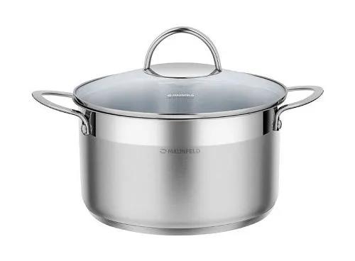 Кастрюля MAUNFELD GERDA MCS33S07 со стеклянной крышкой, 20 см, 3,3 л., нерж. сталь фото в интернет-магазине «Mebelex»