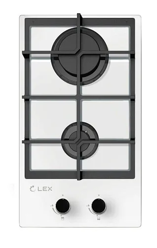 Панель варочная газовая LEX GVG 321 WH (белое стекло, домино, чугунные решетки) фото в интернет-магазине «Mebelex»