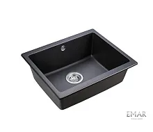 23 526 руб., Мойка кухонная кварцевая EMAR EMQ-1555.P Оникс