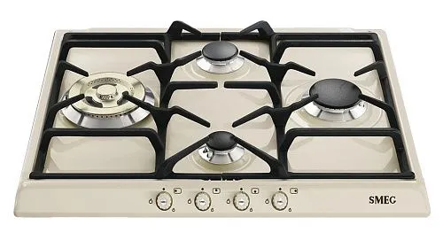 Варочная панель газовая SMEG SR764PO Кремовая фото в интернет-магазине «Mebelex»