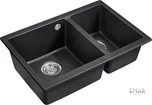 23 592 руб., Мойка кухонная кварцевая EMAR EMQ-2665.PL Оникс