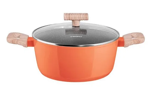 Кастрюля MAUNFELD MARTA MCS41FA06CL со стеклянной крышкой, 24 см, 4,1 л., коралловый фото в интернет-магазине «Mebelex»