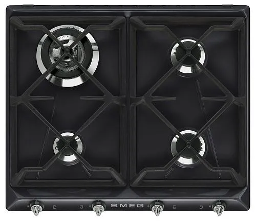 Варочная панель газовая SMEG SR964NGH Черная фото в интернет-магазине «Mebelex»