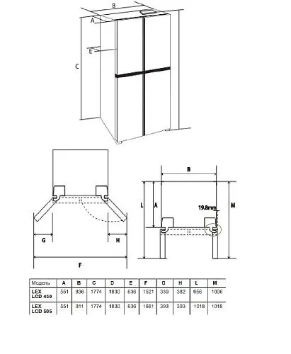Холодильник отдельностоящий LEX LCD450GbGID трехкамерный фото в интернет-магазине «Mebelex»