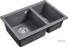 23 592 руб., Мойка кухонная кварцевая EMAR EMQ-2665.PL Антрацит