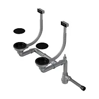 14 488 руб., WK-2C GB,Арматура для двухчашевых моек с прямоугольными переливами и декоративными элементами