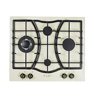 20 990 руб., Панель варочная газовая LEX GVE 6043C IV Light (Белый Антик, эмаль, чугунные решетки)