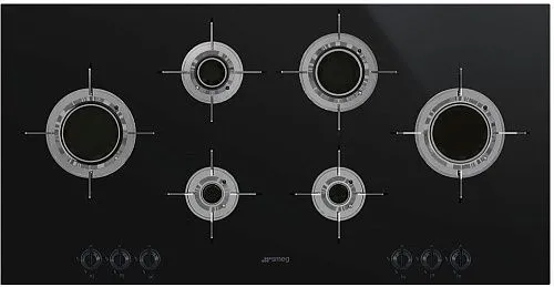 Варочная панель газовая SMEG PVL6106CN Черная стеклокерамика фото в интернет-магазине «Mebelex»