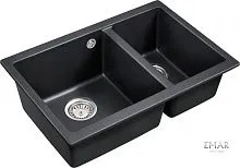 23 592 руб., Мойка кухонная кварцевая EMAR EMQ-2665.PL Морион