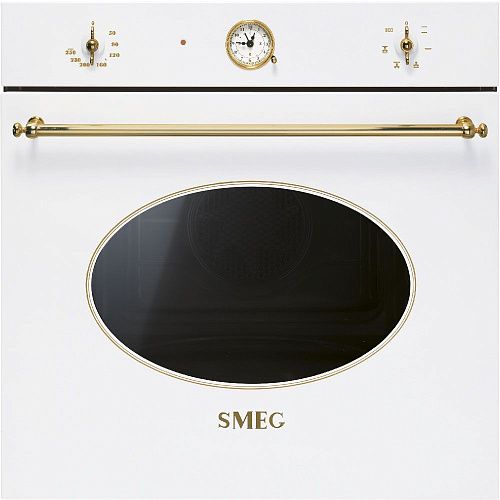 Духовой шкаф Электрический SMEG SF800B, белый, фурнитура позолоченная фото в интернет-магазине «Mebelex»