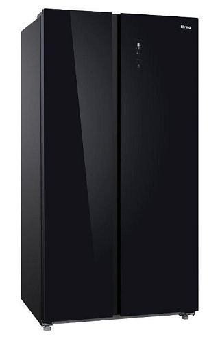 Холодильник Side-By-Side Отдельностоящий Korting KNFS 93535 GN Черное стекло фото в интернет-магазине «Mebelex»