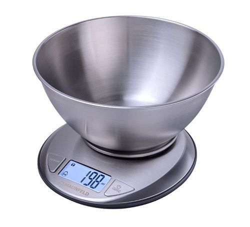 Весы Кухонные Настольные MAUNFELD MKS-618MBS, с чашей, нержавеющая сталь фото в интернет-магазине «Mebelex»