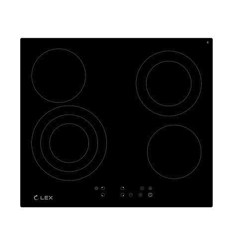 Стеклокерамическая панель LEX EVH 642-2 BL (черное стекло, две расширяемые зоны) фото в интернет-магазине «Mebelex»