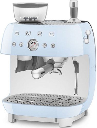 Кофемашина-эспрессо SMEG EGF03PBEU со встроенной кофемолкой, пастельный голубой фото в интернет-магазине «Mebelex»