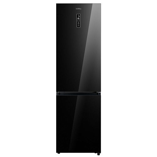 Отдельностоящий холодильник KORTING KNFC 62029 GN черное стекло, зона свежести фото в интернет-магазине «Mebelex»