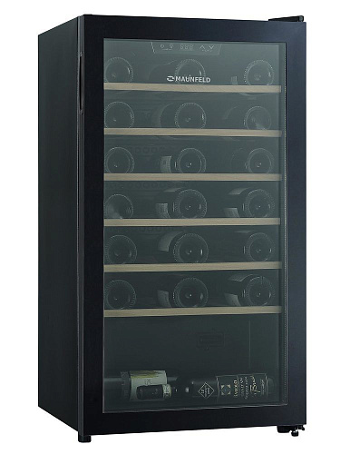 Винный шкаф Отдельностоящий MAUNFELD MFWC-85S34, 34 бутылки, черный фото в интернет-магазине «Mebelex»