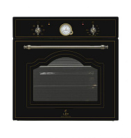 Духовой шкаф Электрический встраиваемый LEX EDM 6070С BL стекло черное/полир. латунь, ретро
