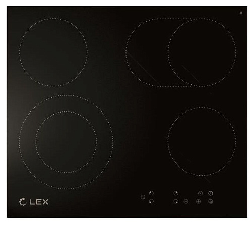 Стеклокерамическая панель LEX EVH 642 BL (черное стекло, две расширяемые зоны) фото в интернет-магазине «Mebelex»