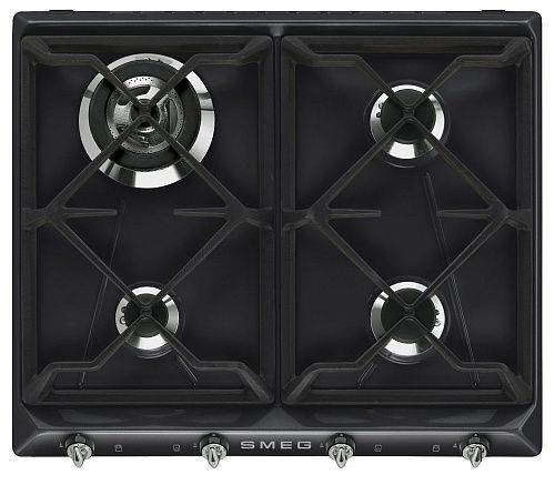 Варочная панель газовая SMEG SR964NGH Черная фото в интернет-магазине «Mebelex»