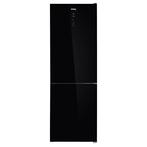 Отдельностоящий двухкамерный холодильник KORTING KNFC 61869 GN черное стекло фото в интернет-магазине «Mebelex»