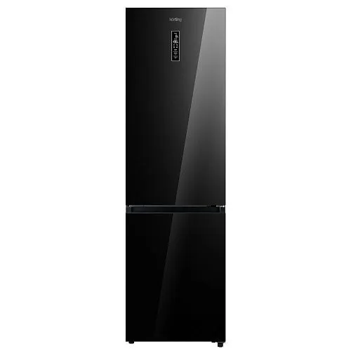 Отдельностоящий холодильник KORTING KNFC 62029 GN черное стекло, полный NOFROST, зона свежести фото в интернет-магазине «Mebelex»