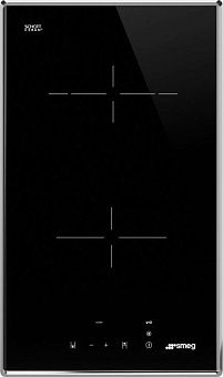 37 390 руб., Варочная панель Стеклокерамическая SMEG SE232TX1 чёрный прямой край рамка из нержавеющей стали