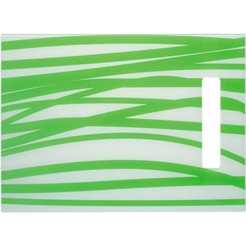 Разделочная доска большая для мойки Horizont 60D  537x394x4 стекло белое/зел. декор фото в интернет-магазине «Mebelex»