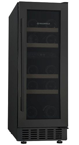 Винный шкаф Отдельностоящий MAUNFELD MBWC-56D17, 17 бутылок, две температурные зоны, черный фото в интернет-магазине «Mebelex»
